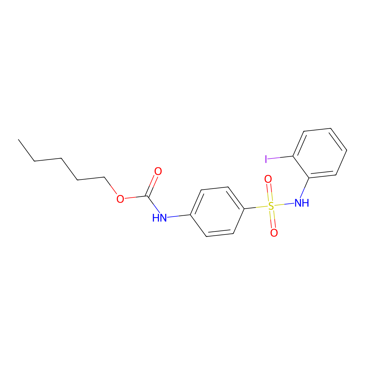 pentyl N-[4-[(2-iodophenyl)sulfamoyl]phenyl]carbamate molecular structure, CAS 5559-70-6