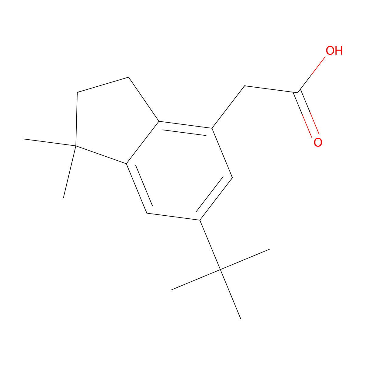 2,3-Dihydro-1,1-dimethyl-6-tert-butyl-1H-indene-4-acetic acid molecular structure, CAS 55591-05-4