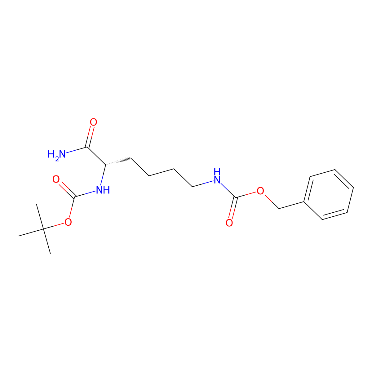 1,1-Dimethylethyl N-[(1S)-1-(aminocarbonyl)-5-[[(phenylmethoxy)carbonyl]amino]pentyl]carbamate molecular structure, CAS 55592-81-9