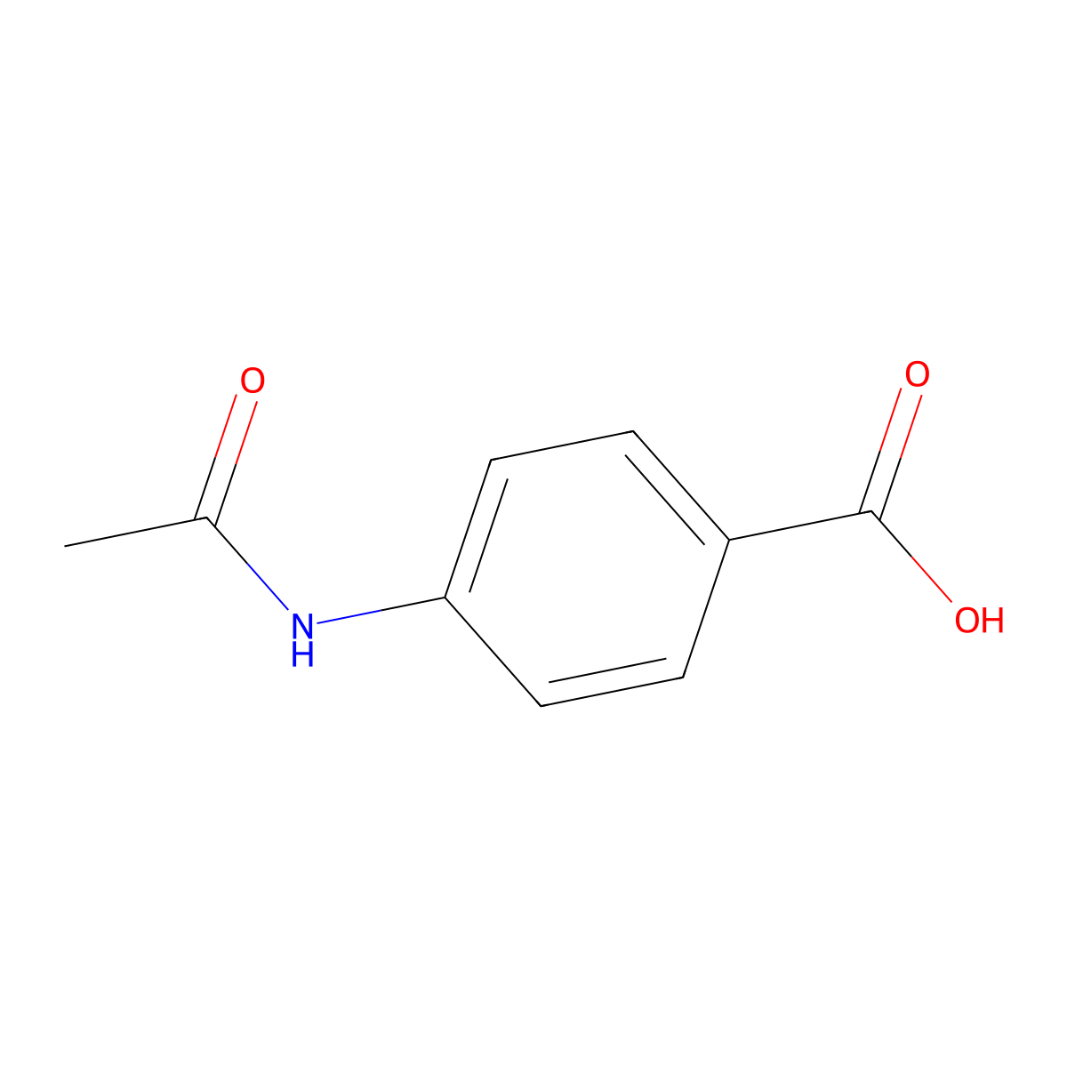 p-Acetamidobenzoic acid molecular structure, CAS 556-08-1