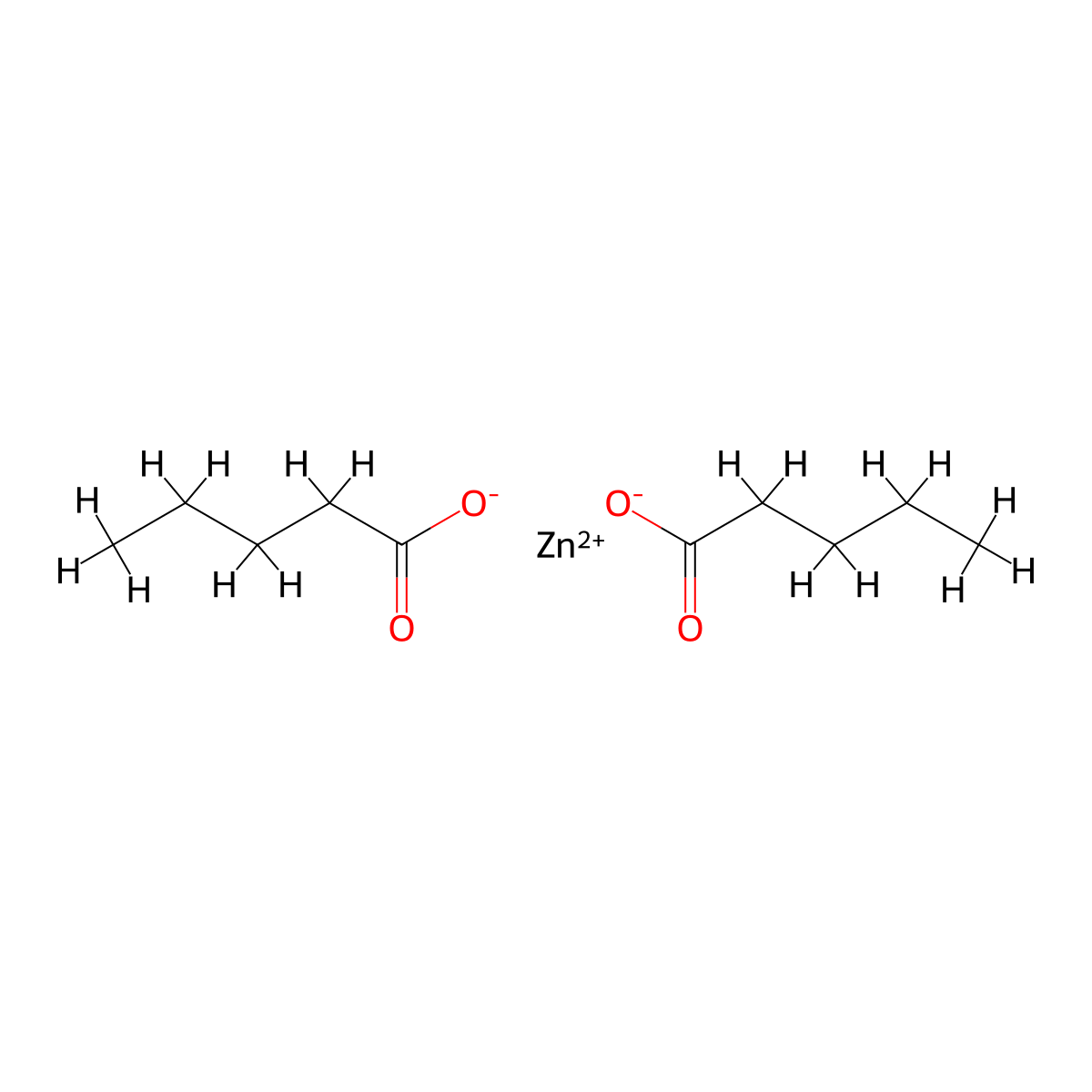 Zinc valerate molecular structure, CAS 556-38-7