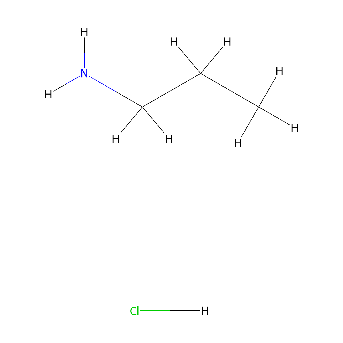 Propylamine hydrochloride molecular structure, CAS 556-53-6