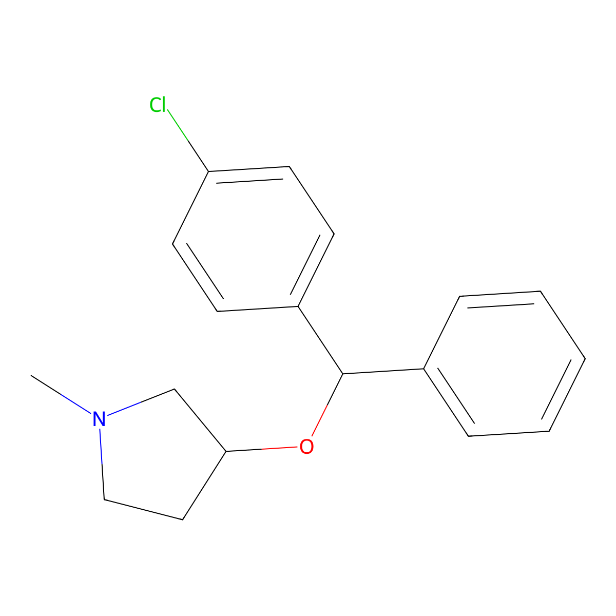 3-((4-Chlorophenyl)phenylmethoxy)-1-methylpyrrolidine molecular structure, CAS 5560-75-8