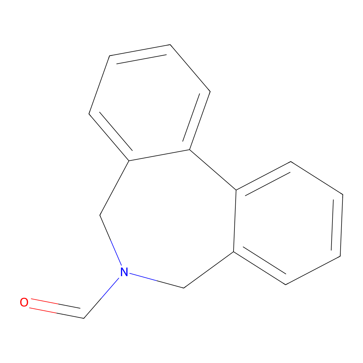 5,7-dihydro-6H-dibenzo[c,e]azepine-6-carbaldehyde molecular structure, CAS 5560-87-2