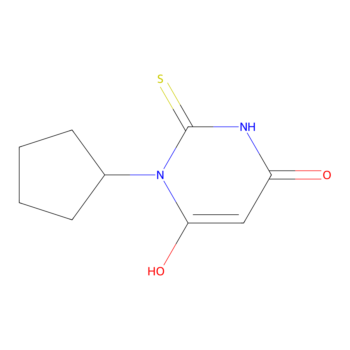 1-cyclopentyl-6-hydroxy-2-thioxo-2,3-dihydropyrimidin-4(1H)-one molecular structure, CAS 556006-93-0
