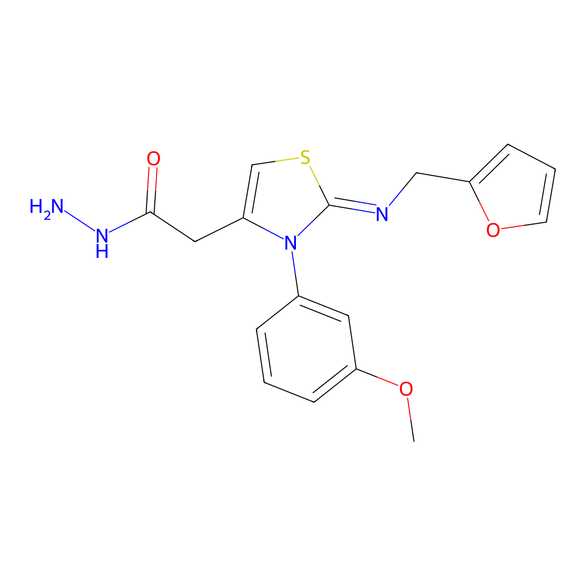[2-(Furan-2-ylmethylimino)-3-(3-methoxy-phenyl)-2,3-dihydro-thiazol-4-yl]-acetic acid hydrazide molecular structure, CAS 556006-97-4