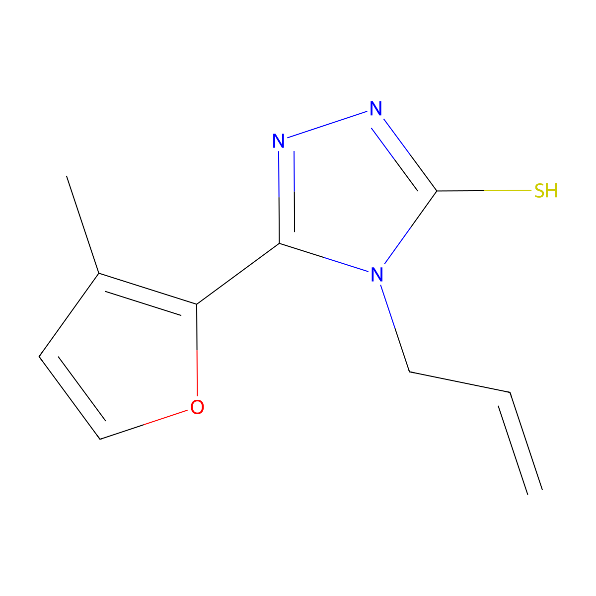 5-(3-methylfuran-2-yl)-4-(prop-2-en-1-yl)-4H-1,2,4-triazole-3-thiol molecular structure, CAS 556006-98-5