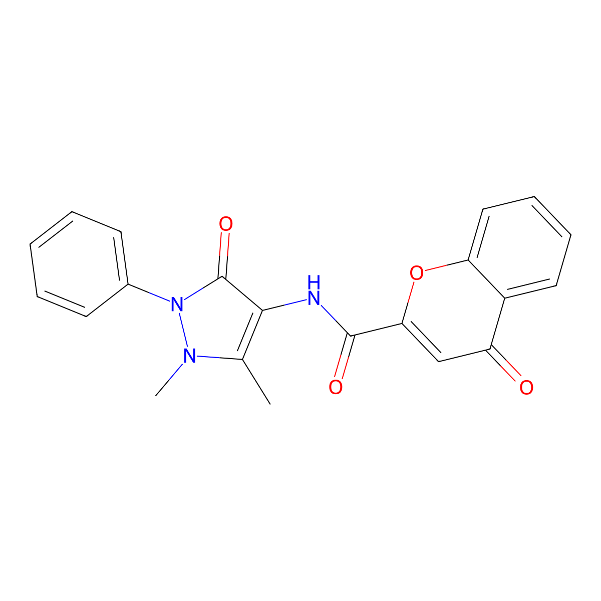 N-(1,5-dimethyl-3-oxo-2-phenyl-2,3-dihydro-1H-pyrazol-4-yl)-4-oxo-4H-chromene-2-carboxamide molecular structure, CAS 556007-19-3