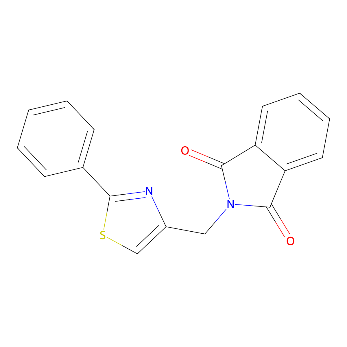 2-((2-Phenylthiazol-4-yl)methyl)isoindoline-1,3-dione molecular structure, CAS 556009-28-0