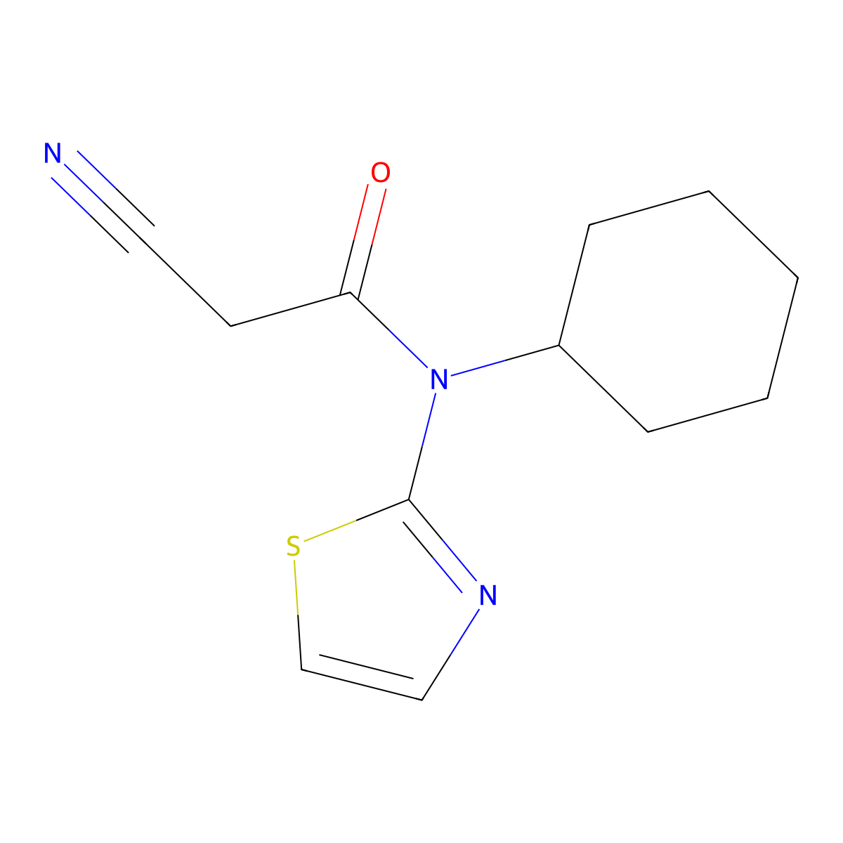 2-cyano-N-cyclohexyl-N-(1,3-thiazol-2-yl)acetamide molecular structure, CAS 556009-87-1
