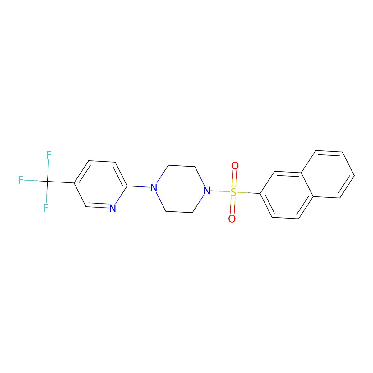 1-Naphthalen-2-ylsulfonyl-4-[5-(trifluoromethyl)pyridin-2-yl]piperazine molecular structure, CAS 556010-07-2