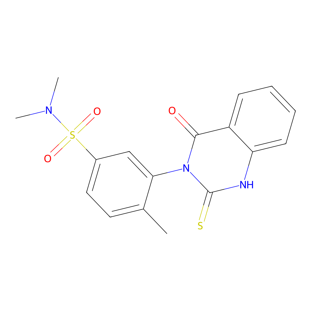 N,N,4-trimethyl-3-(4-oxo-2-sulfanyl-3,4-dihydroquinazolin-3-yl)benzene-1-sulfonamide molecular structure, CAS 556016-59-2