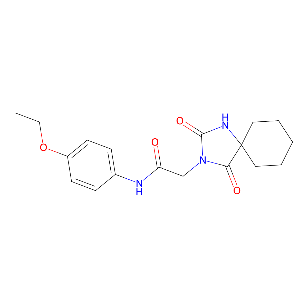 2-(2,4-dioxo-1,3-diazaspiro[4.5]dec-3-yl)-N-(4-ethoxyphenyl)acetamide molecular structure, CAS 556016-83-2
