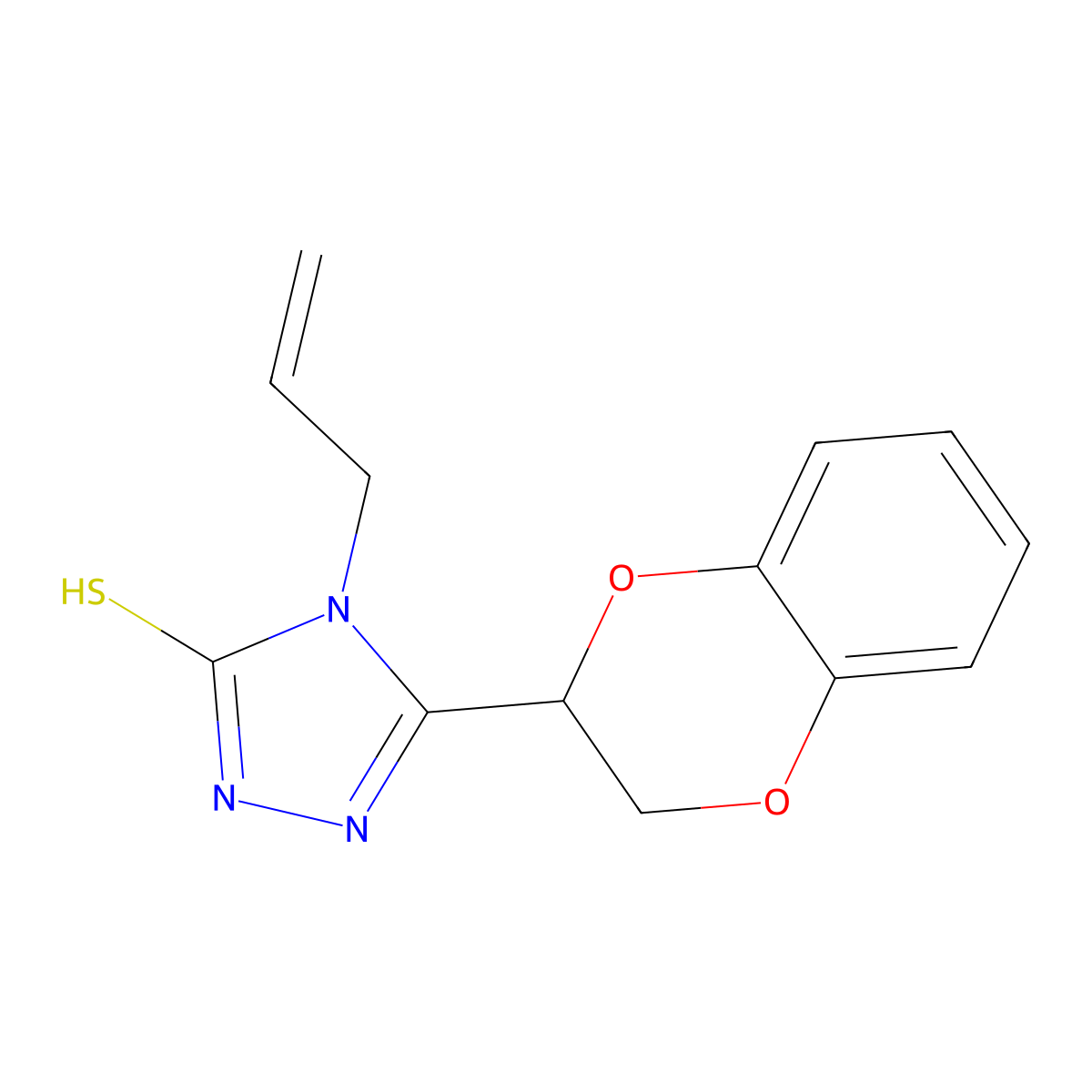 5-(2,3-dihydro-1,4-benzodioxin-2-yl)-4-(prop-2-en-1-yl)-4H-1,2,4-triazole-3-thiol molecular structure, CAS 556018-63-4