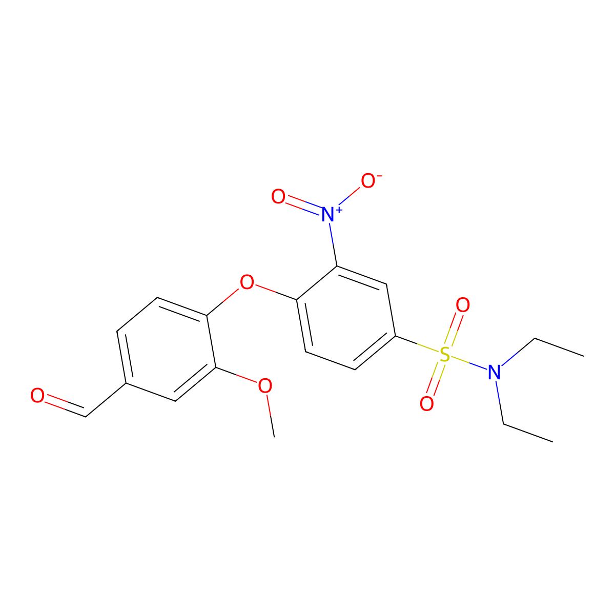N,N-diethyl-4-(4-formyl-2-methoxyphenoxy)-3-nitrobenzene-1-sulfonamide molecular structure, CAS 556020-33-8