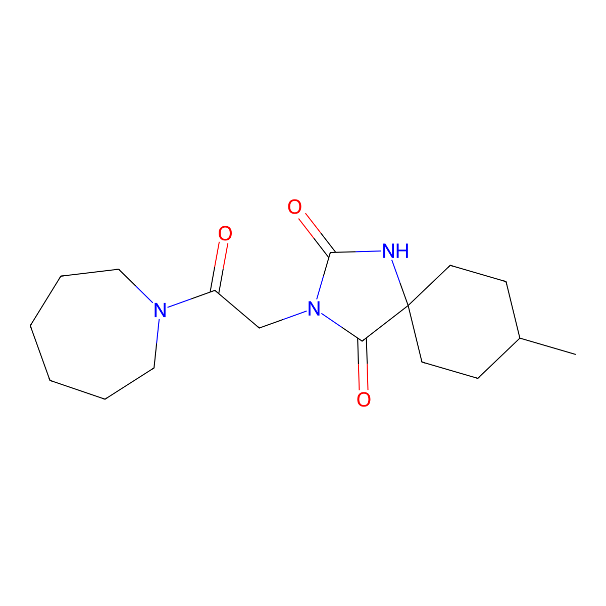 3-(2-Azepan-1-yl-2-oxoethyl)-8-methyl-1,3-diazaspiro[4.5]decane-2,4-dione molecular structure, CAS 556023-11-1