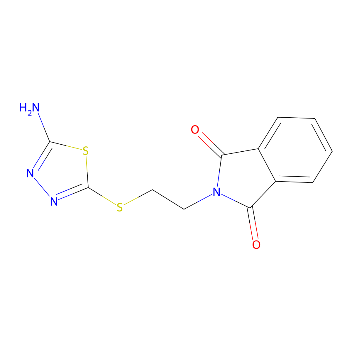 2-{2-[(5-amino-1,3,4-thiadiazol-2-yl)thio]ethyl}-1H-isoindole-1,3(2H)-dione molecular structure, CAS 556024-08-9