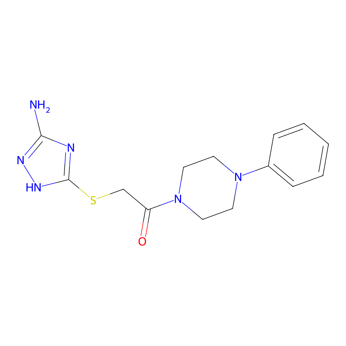 2-[(3-amino-1H-1,2,4-triazol-5-yl)sulfanyl]-1-(4-phenylpiperazin-1-yl)ethanone molecular structure, CAS 556027-33-9