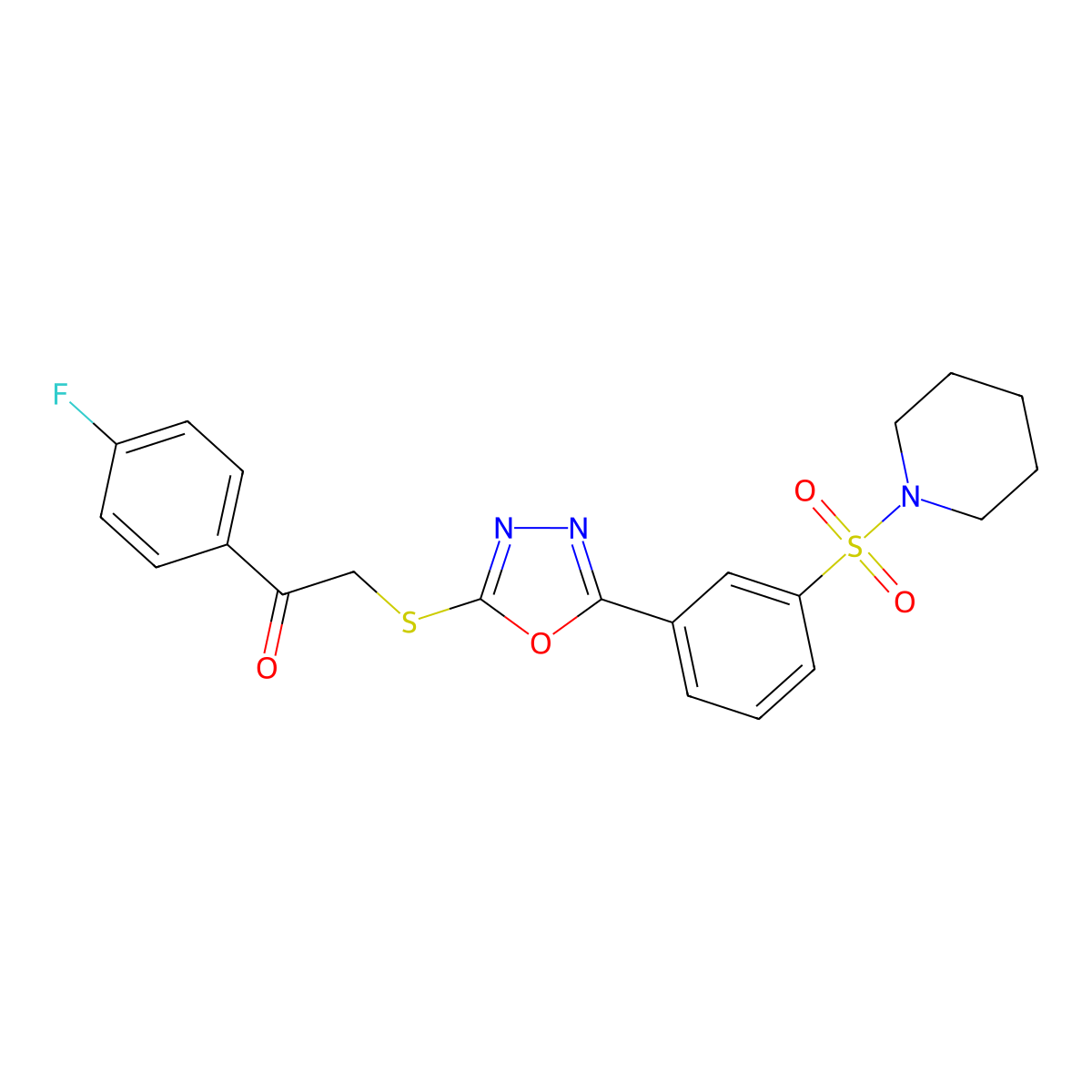 1-(4-Fluorophenyl)-2-({5-[3-(piperidine-1-sulfonyl)phenyl]-1,3,4-oxadiazol-2-yl}sulfanyl)ethan-1-one molecular structure, CAS 556040-36-9