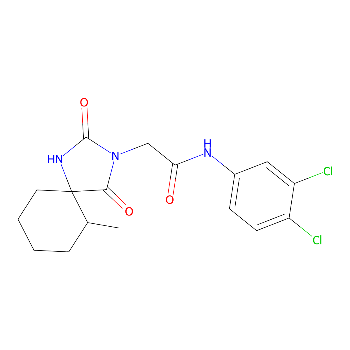 N-(3,4-dichlorophenyl)-2-{6-methyl-2,4-dioxo-1,3-diazaspiro[4.5]decan-3-yl}acetamide molecular structure, CAS 556041-73-7