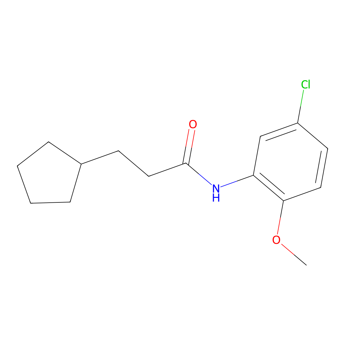 N-(5-chloro-2-methoxyphenyl)-3-cyclopentylpropanamide molecular structure, CAS 556041-83-9