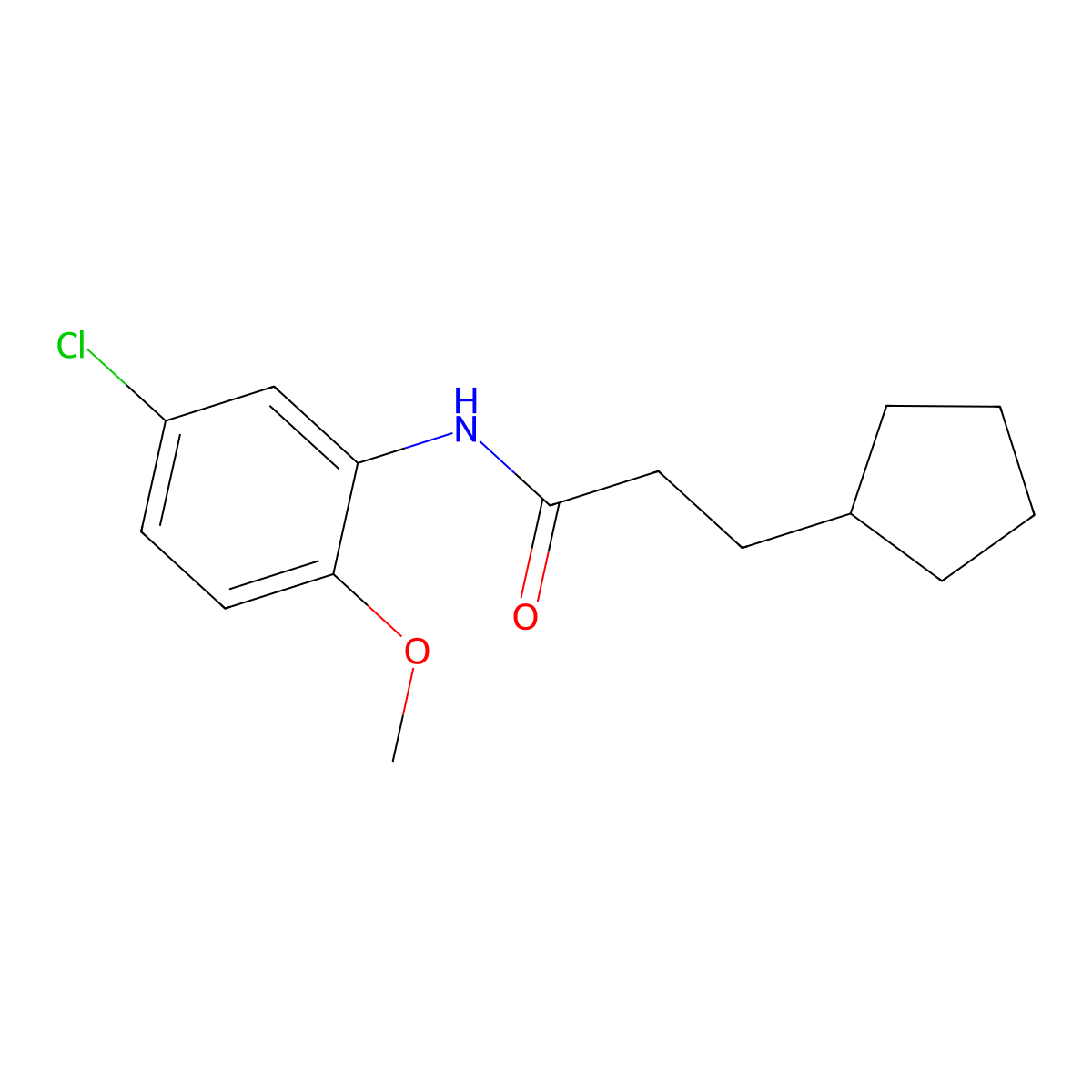 N-(5-chloro-2-methoxyphenyl)-3-cyclopentylpropanamide molecular structure, CAS 556041-83-9