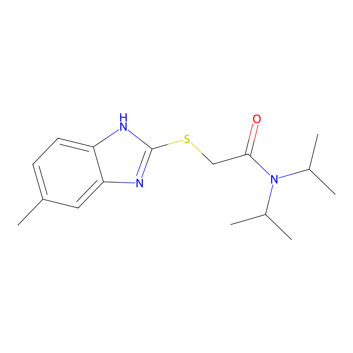 2-[(5-methyl-1H-benzimidazol-2-yl)sulfanyl]-N,N-di(propan-2-yl)acetamide molecular structure, CAS 556055-41-5