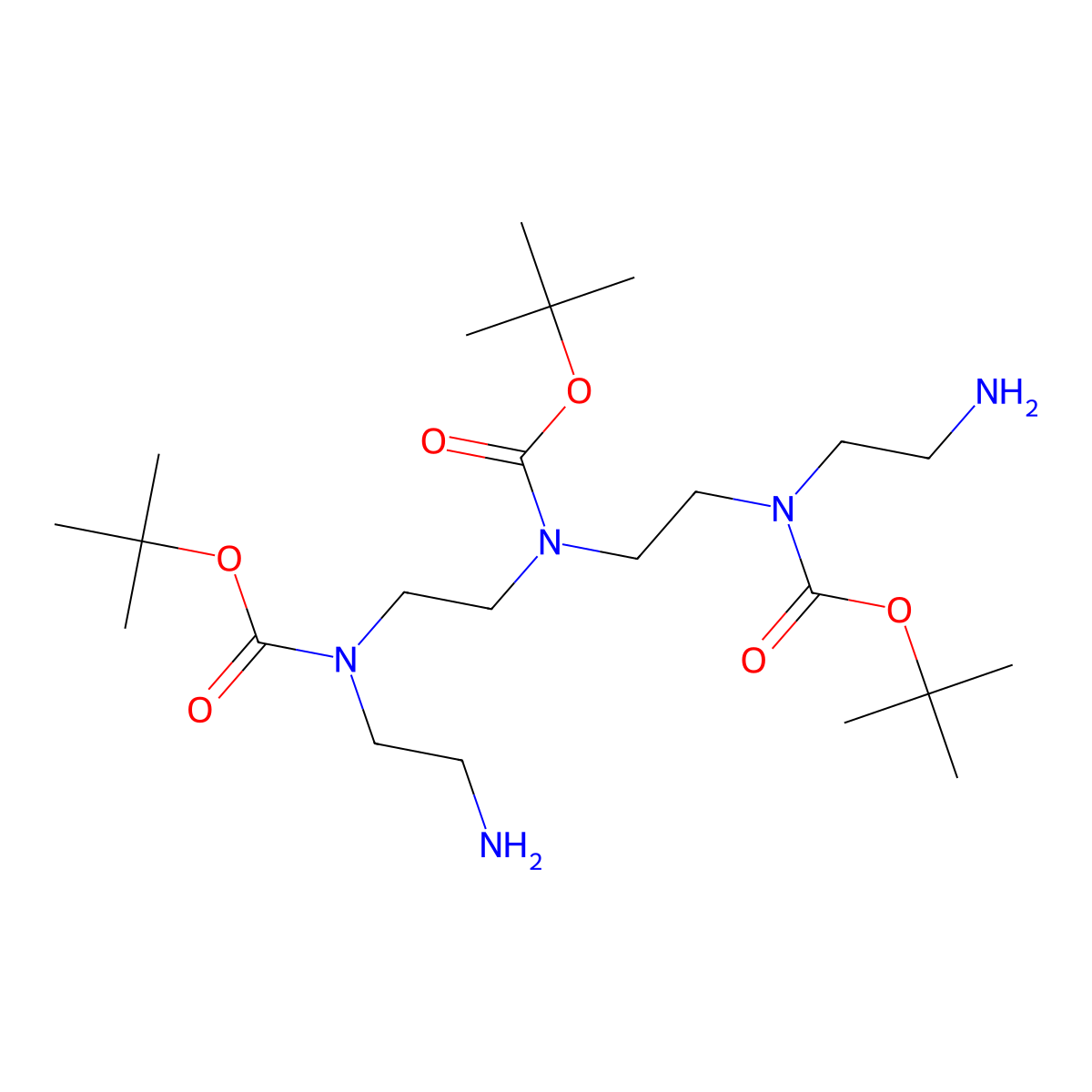 1,1-Dimethylethyl 2,8-bis(2-aminoethyl)-5-[(1,1-dimethylethoxy)carbonyl]-11,11-dimethyl-9-oxo-10-oxa-2,5,8-triazadodecanoate molecular structure, CAS 556082-09-8