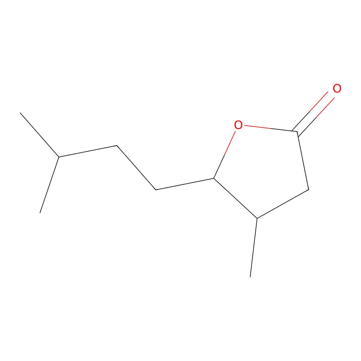 Dihydro-4-methyl-5-(3-methylbutyl)-2(3H)-furanone molecular structure, CAS 5561-08-0