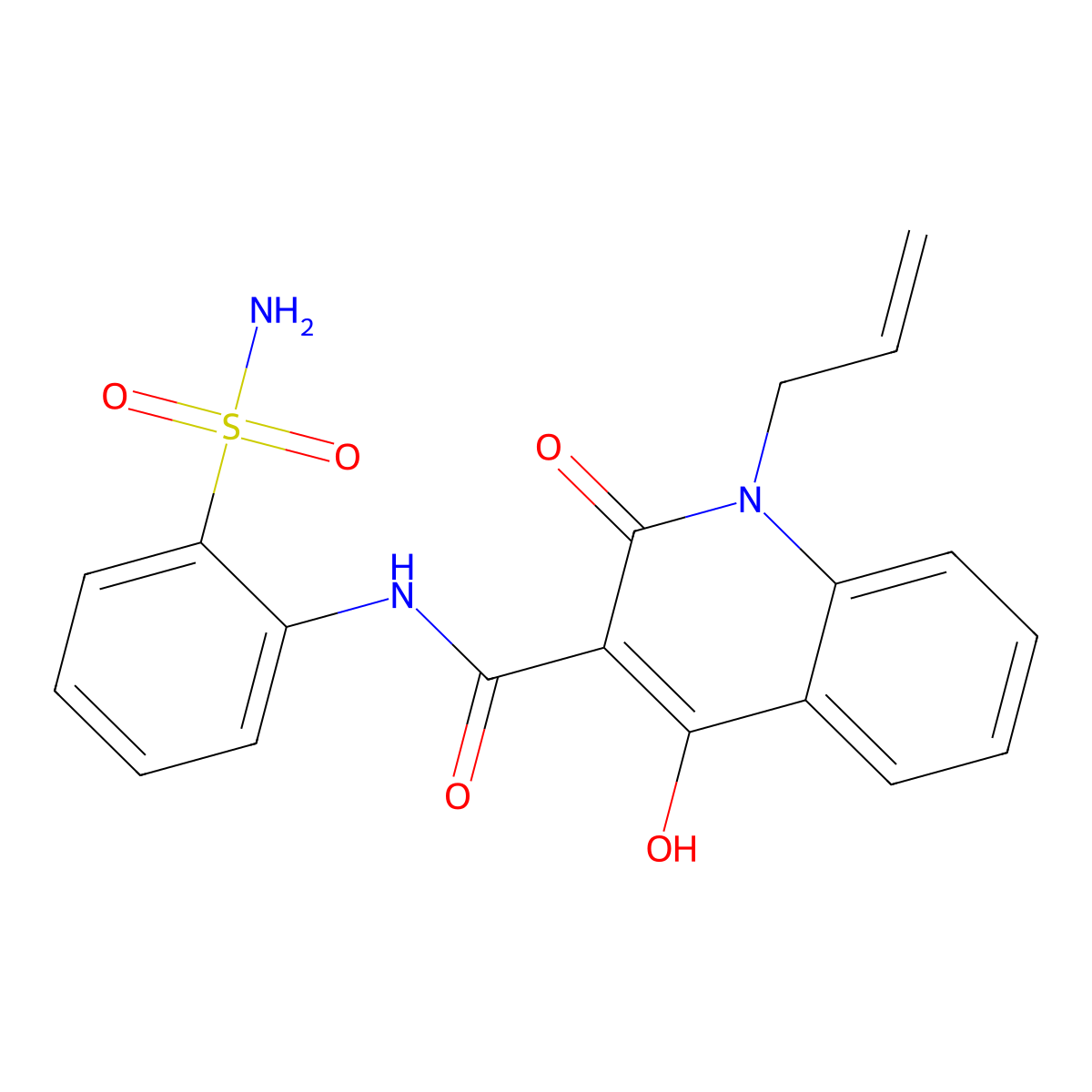 4-hydroxy-2-oxo-1-(prop-2-en-1-yl)-N-(2-sulfamoylphenyl)-1,2-dihydroquinoline-3-carboxamide molecular structure, CAS 5561-73-9