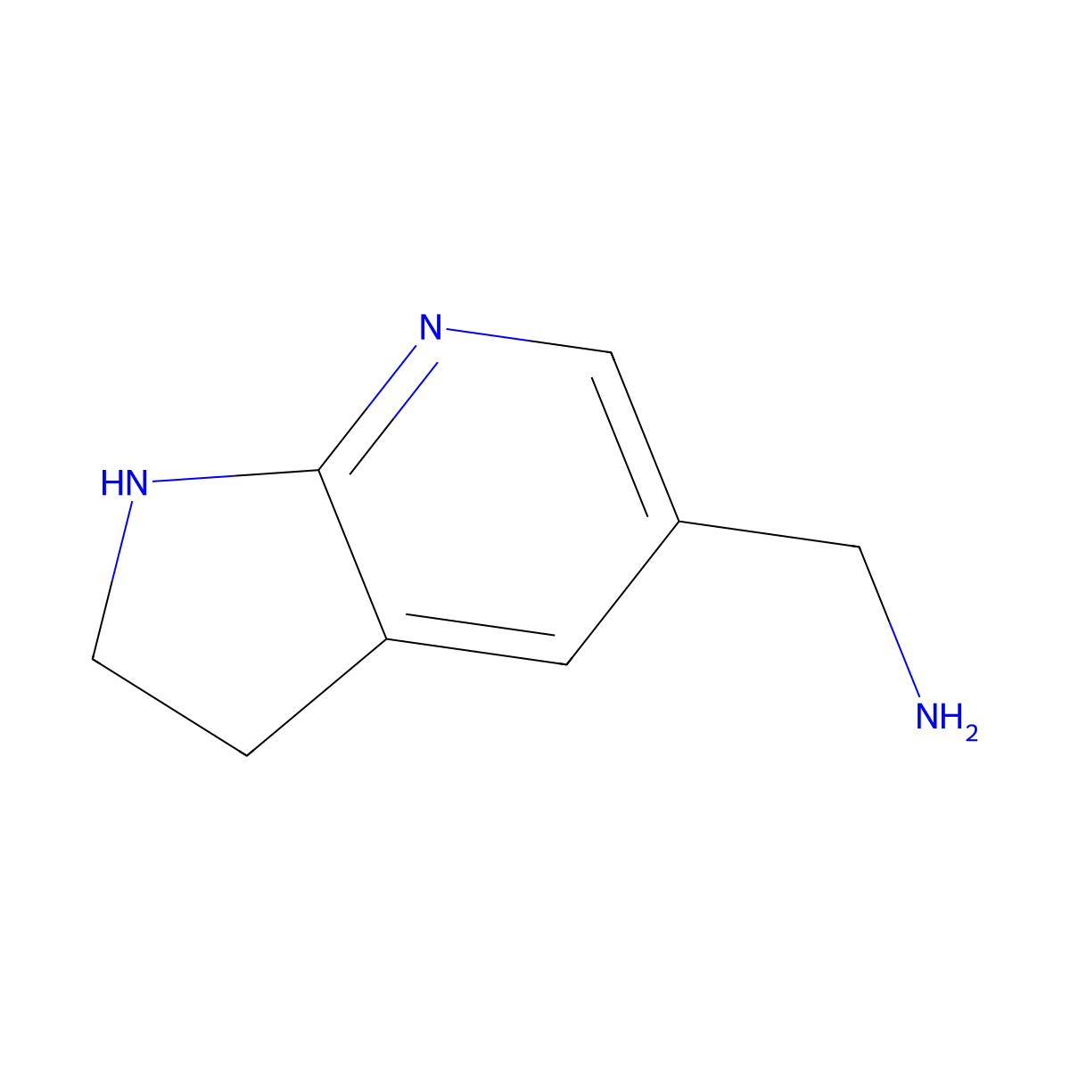 (2,3-dihydro-1H-pyrrolo[2,3-b]pyridin-5-yl)methanamine molecular structure, CAS 556104-19-9