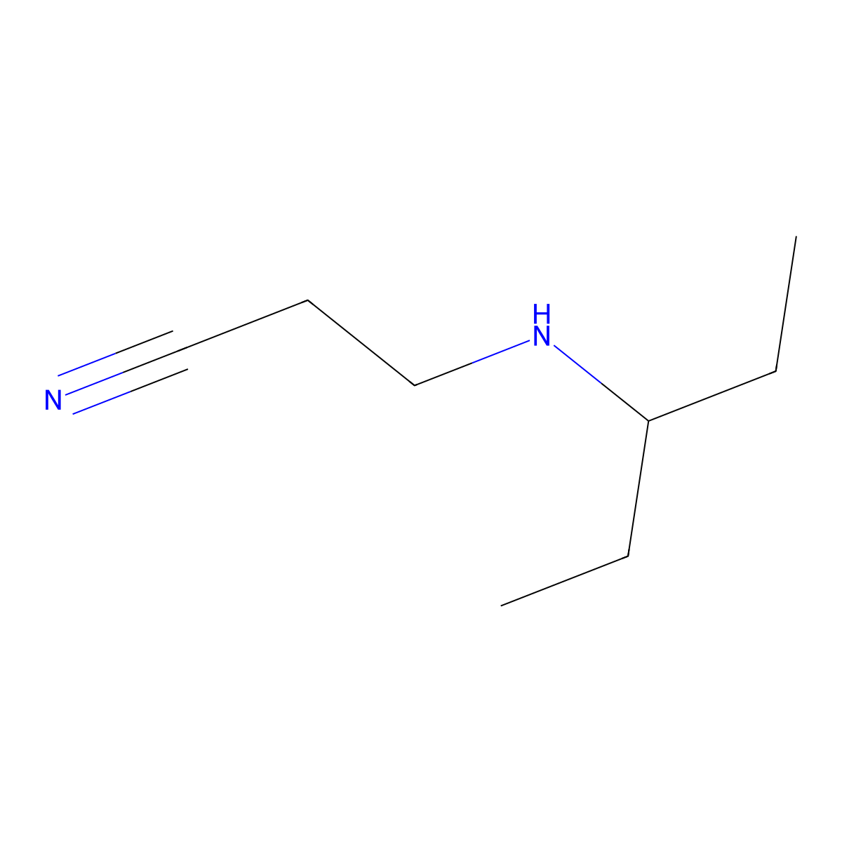 3-[(Pentan-3-yl)amino]propanenitrile molecular structure, CAS 55619-08-4