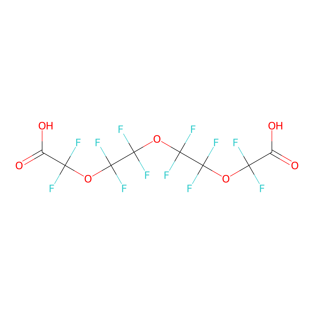 Perfluoro-3,6,9-trioxaundecane-1,11-dioic acid molecular structure, CAS 55621-18-6
