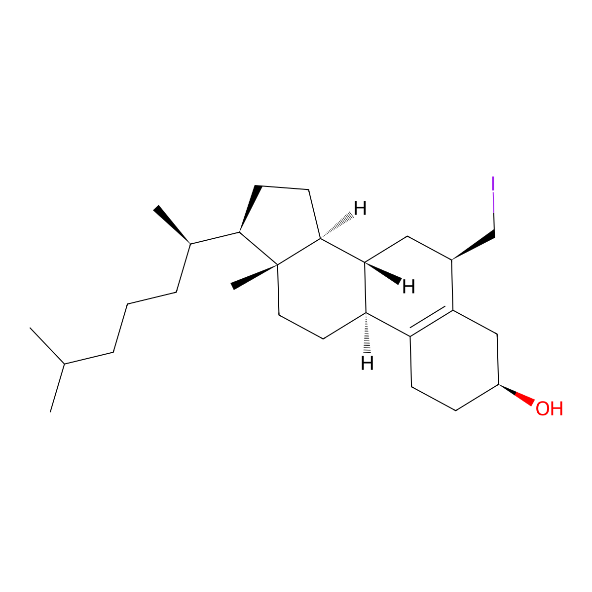 6beta-Iodomethyl-19-norcholest-5(10)-en-3beta-ol molecular structure, CAS 55623-03-5