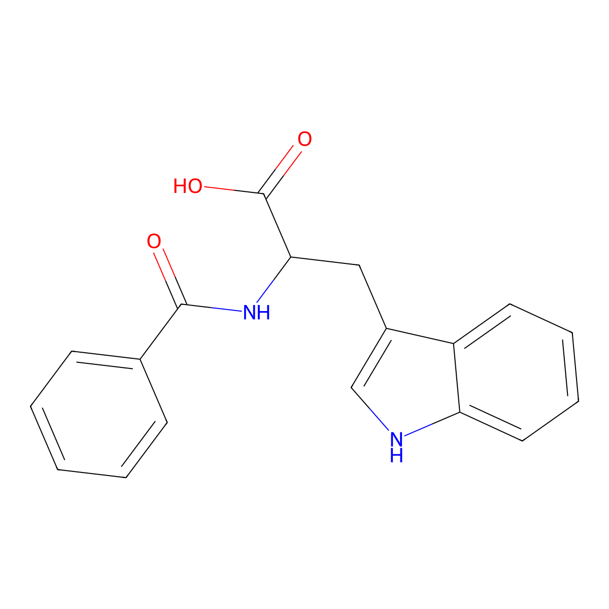 2-benzamido-3-(1H-indol-3-yl)propanoic acid molecular structure, CAS 55629-71-5
