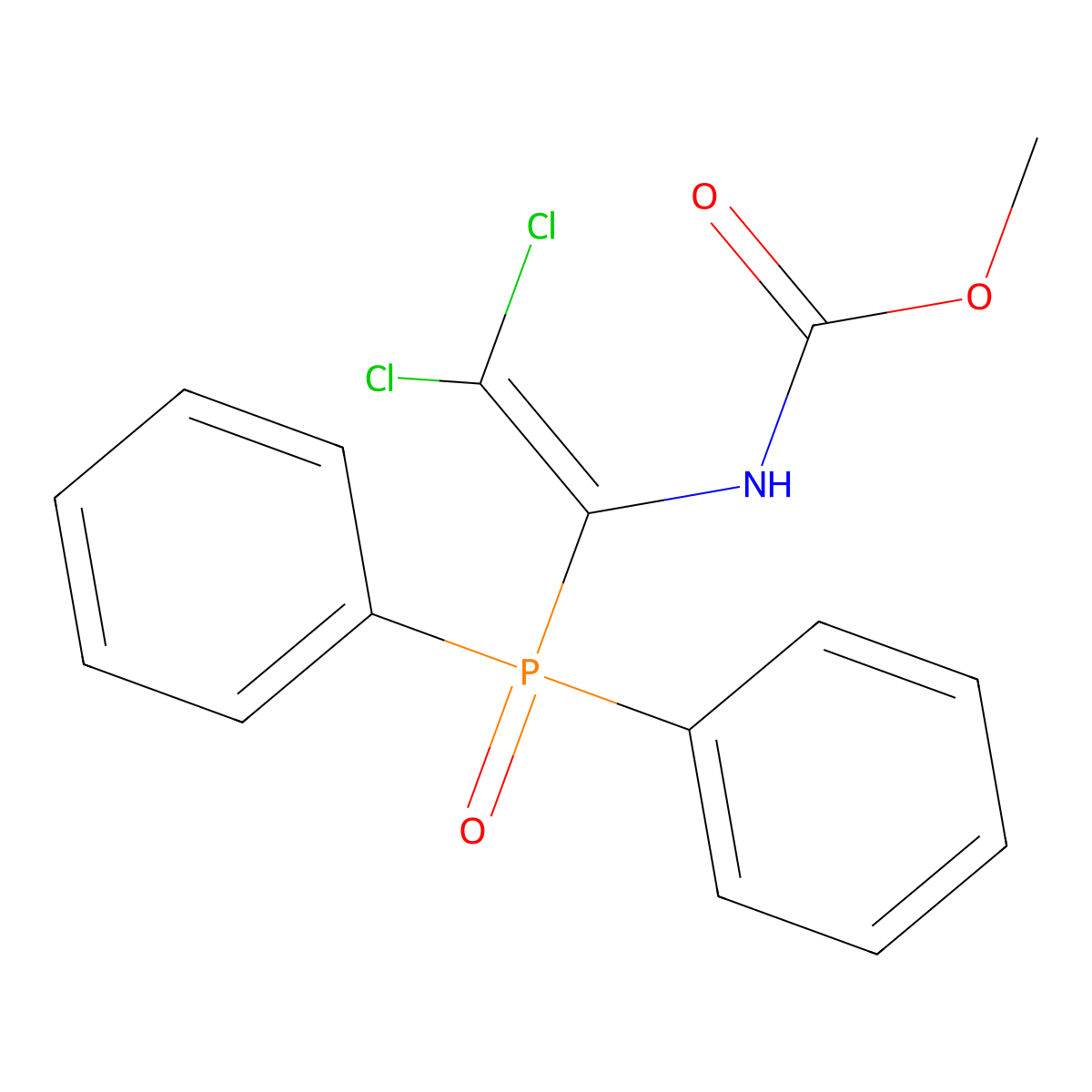 Methyl 2,2-dichloro-1-(diphenylphosphoryl)vinylcarbamate molecular structure, CAS 55630-03-0