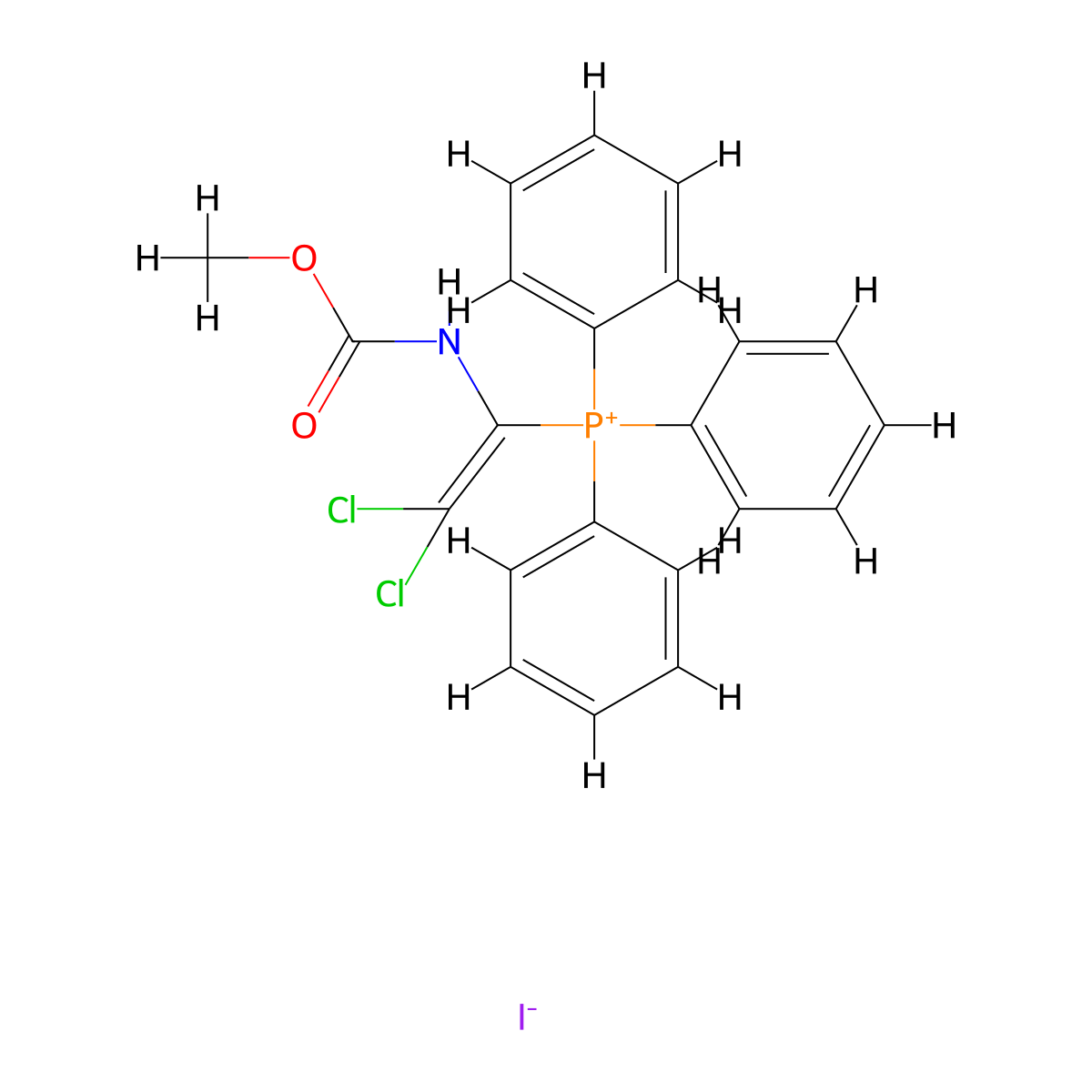 (2,2-Dichloro-1-((methoxycarbonyl)amino)vinyl)triphenylphosphonium iodide molecular structure, CAS 55630-09-6