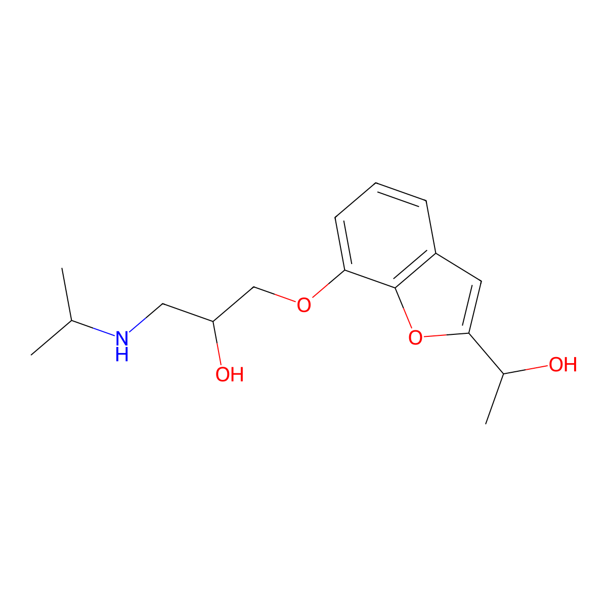 2-(Hydroxyethyl)-7-(2-hydroxy-3-isopropylaminopropoxy)benzofuran molecular structure, CAS 55636-92-5