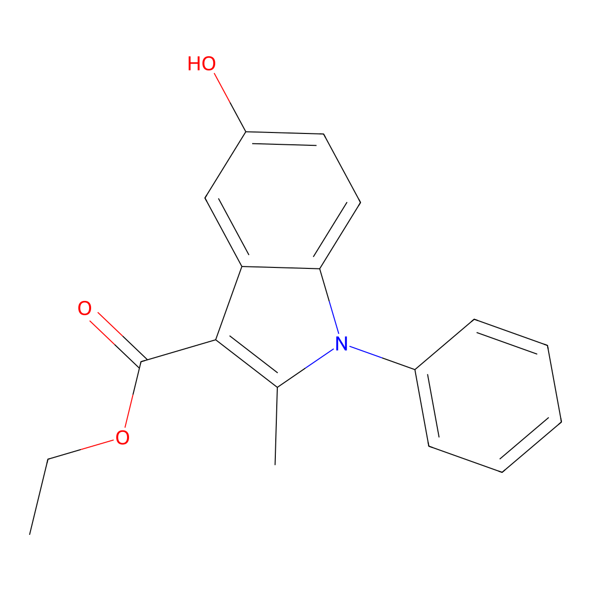 Ethyl 5-hydroxy-2-methyl-1-phenyl-1H-indole-3-carboxylate molecular structure, CAS 5564-29-4