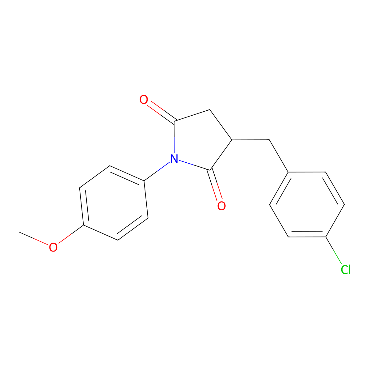 3-[(4-Chlorophenyl)methyl]-1-(4-methoxyphenyl)pyrrolidine-2,5-dione molecular structure, CAS 5564-35-2