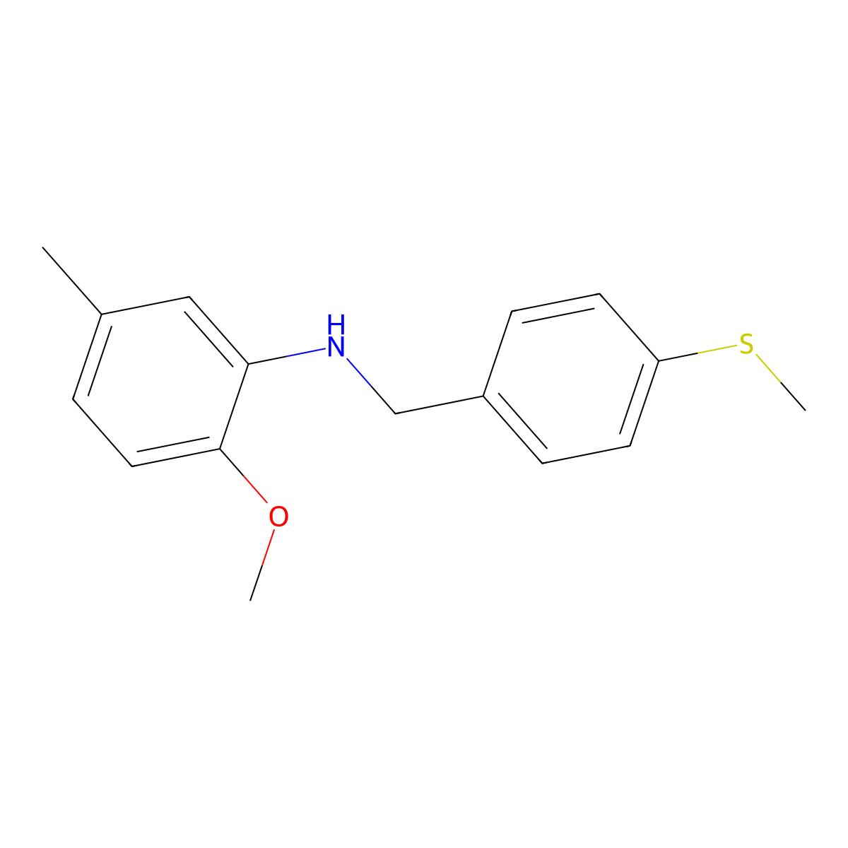 2-methoxy-5-methyl-N-[(4-methylsulfanylphenyl)methyl]aniline molecular structure, CAS 5564-45-4