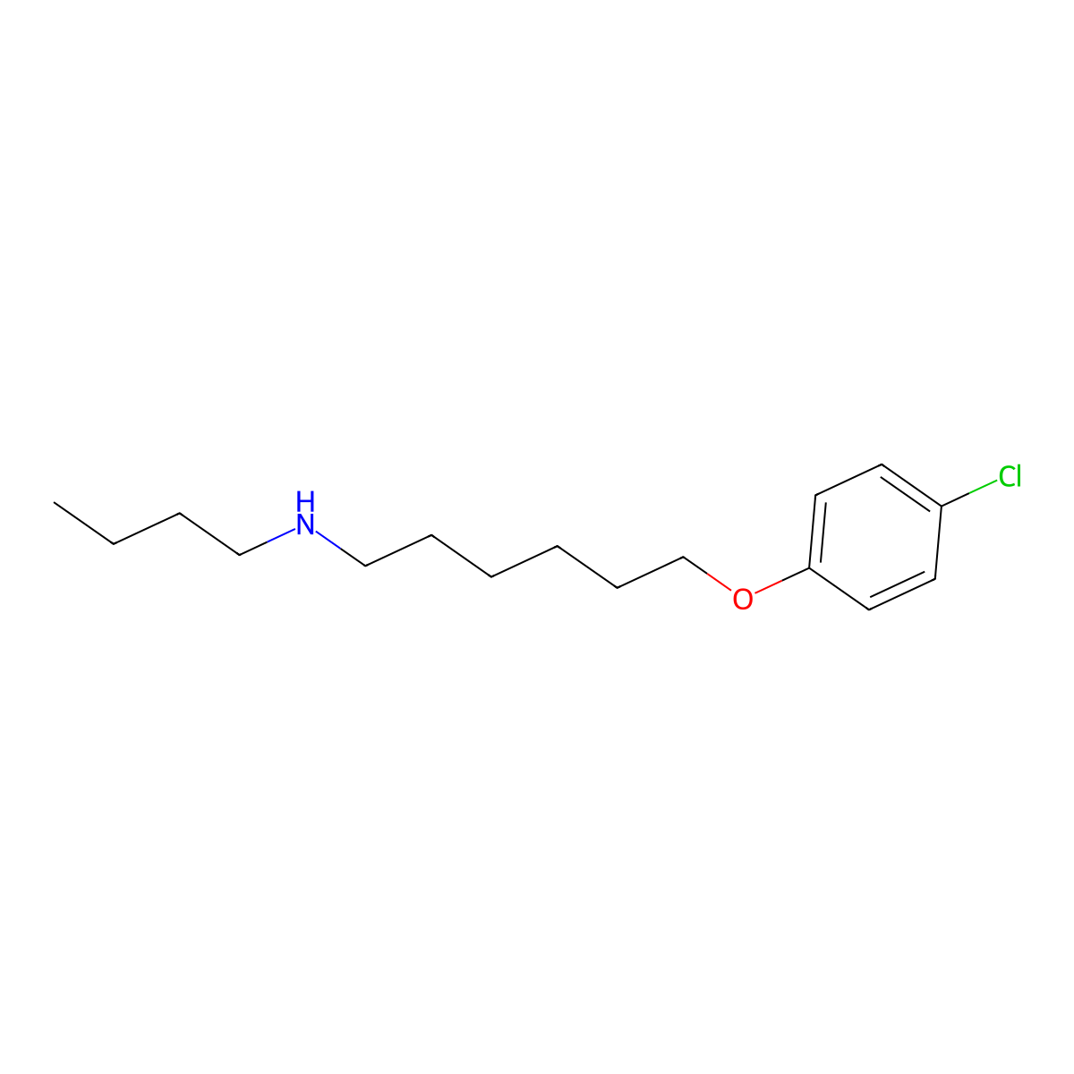 N-butyl-6-(4-chlorophenoxy)hexan-1-amine molecular structure, CAS 5564-49-8