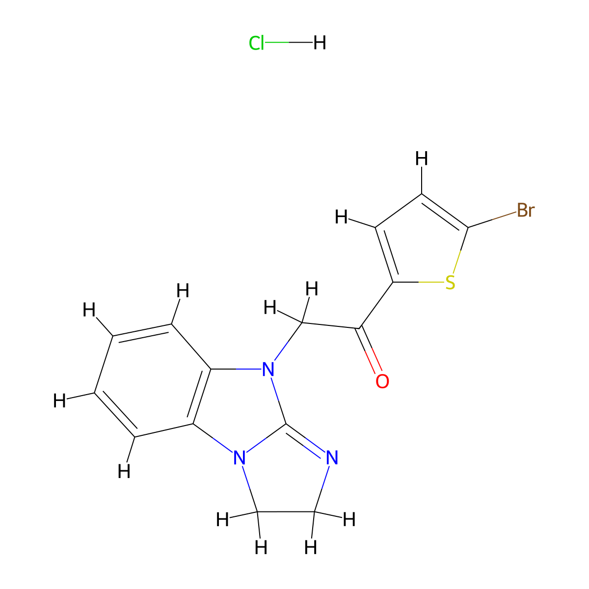 1-(5-Bromothiophen-2-yl)-2-(1,2-dihydroimidazo[1,2-a]benzimidazol-4-yl)ethanone;hydrochloride molecular structure, CAS 5564-52-3