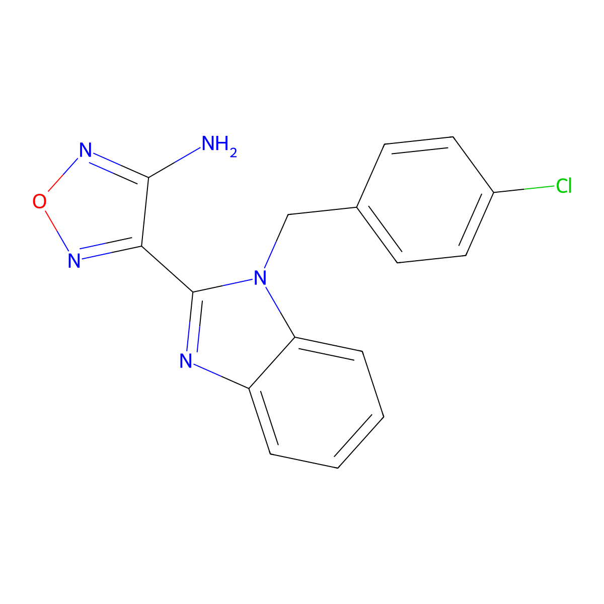 4-[1-(4-Chloro-benzyl)-1H-benzoimidazol-2-yl]-furazan-3-ylamine molecular structure, CAS 5564-81-8