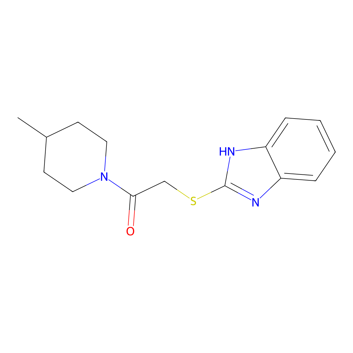 2-(1H-benzimidazol-2-ylsulfanyl)-1-(4-methylpiperidin-1-yl)ethanone molecular structure, CAS 5565-57-1