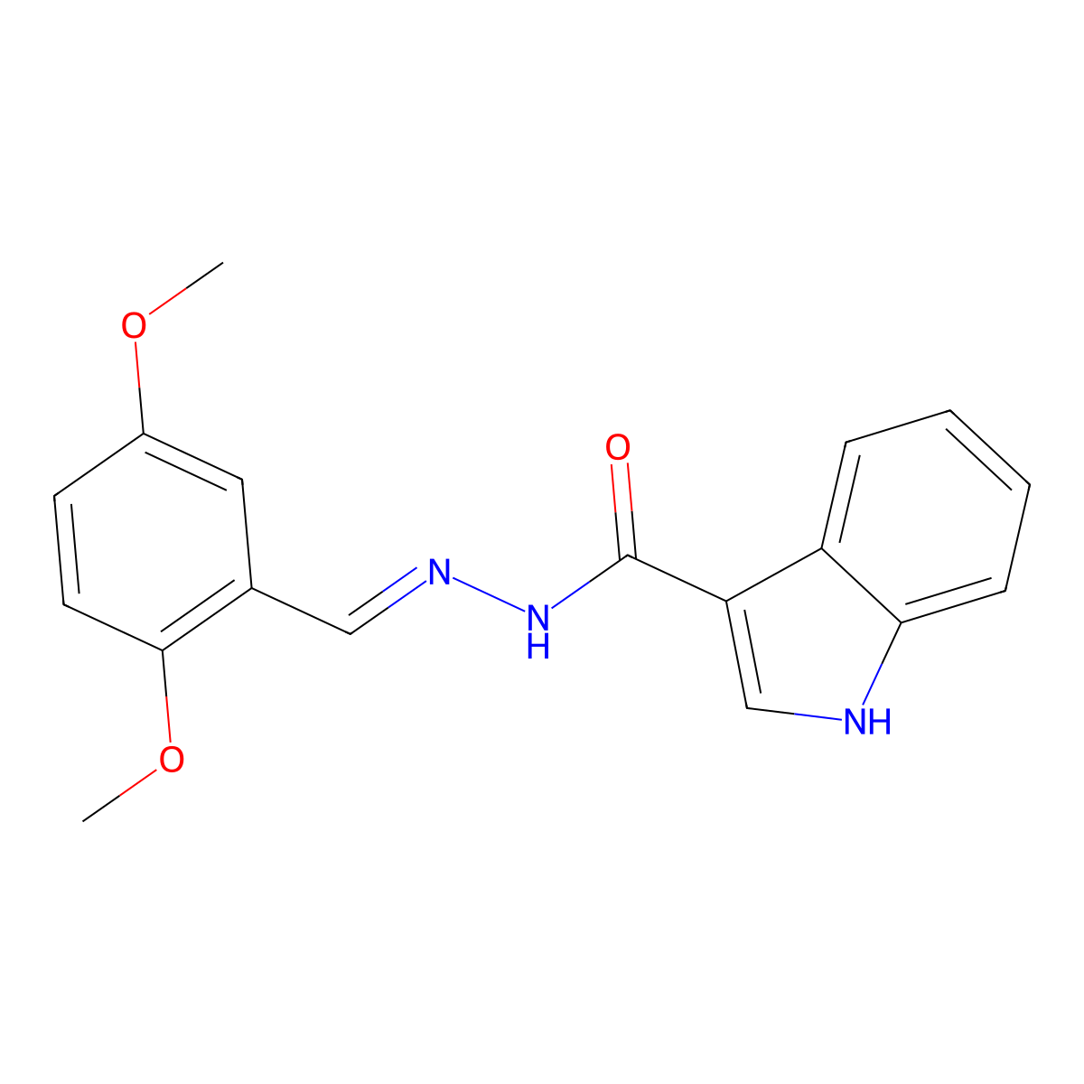 N-[(2,5-dimethoxyphenyl)methylideneamino]-1H-indole-3-carboxamide molecular structure, CAS 5565-91-3