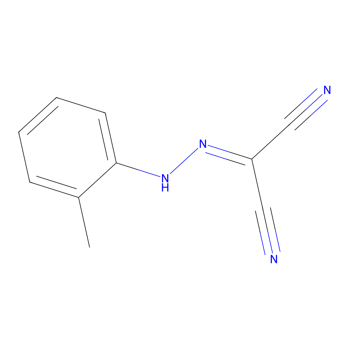 Carbonylcyanide2methylphenylhydrazone molecular structure, CAS 55653-08-2
