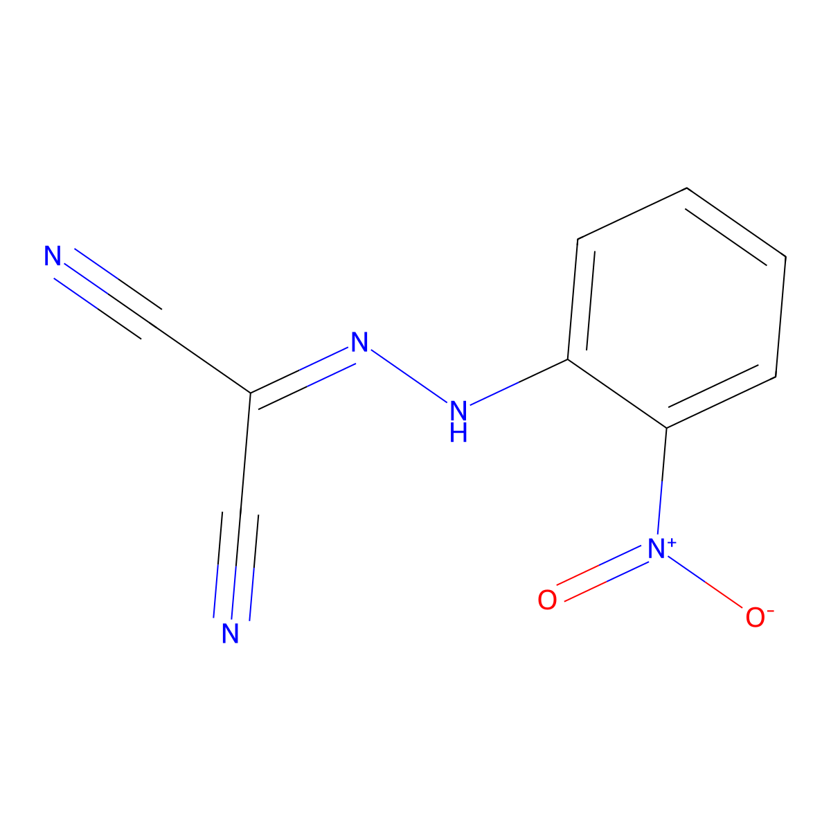 Carbonyl cyanide 2-nitrophenylhydrazone molecular structure, CAS 55653-13-9