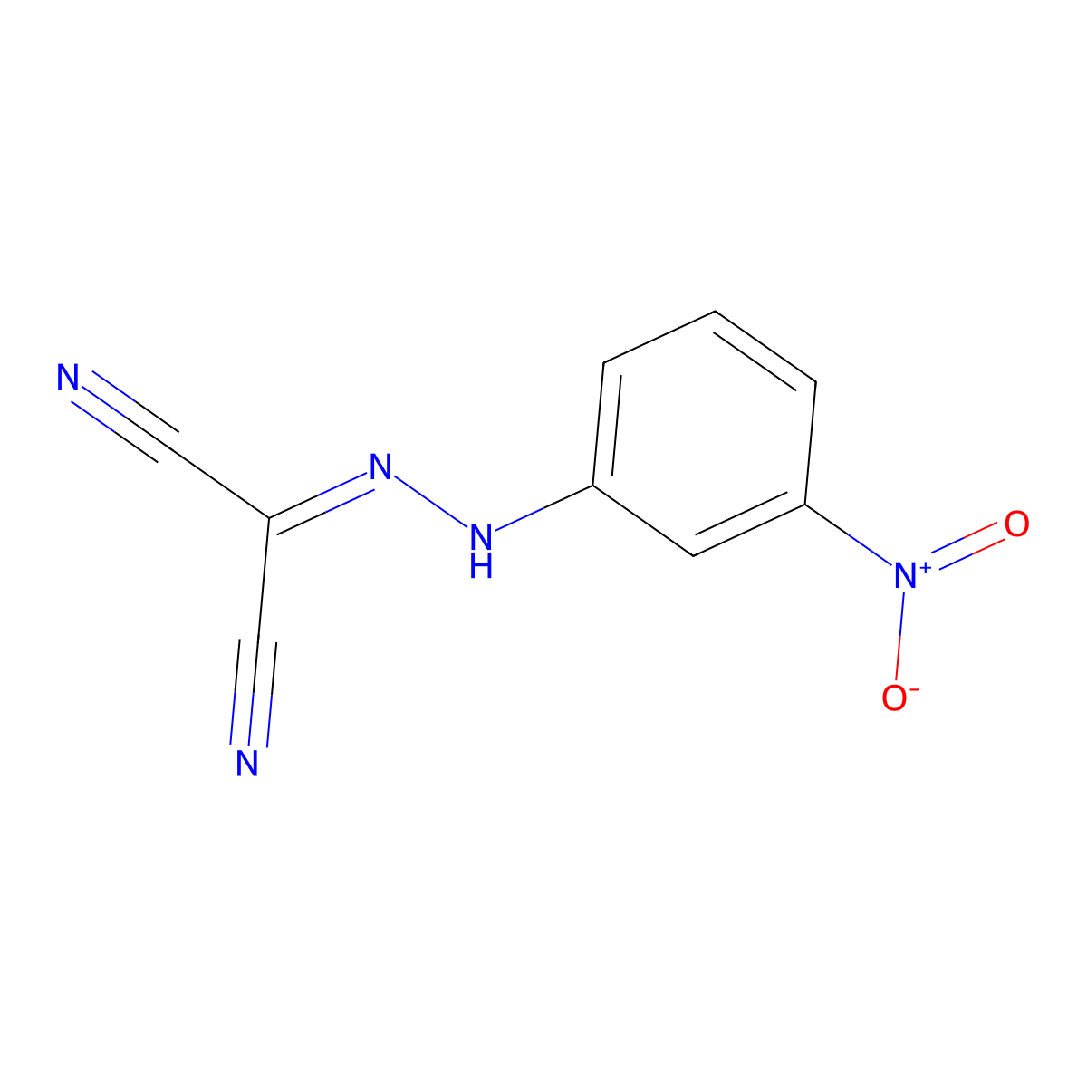 Propanedinitrile, ((3-nitrophenyl)hydrazono)- molecular structure, CAS 55653-14-0