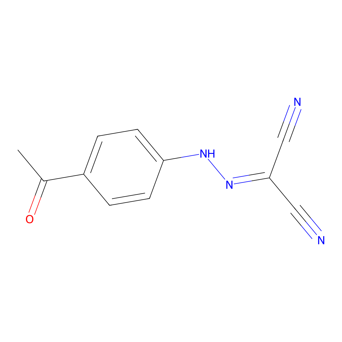 Propanedinitrile, [(4-acetylphenyl)hydrazono]- molecular structure, CAS 55653-16-2